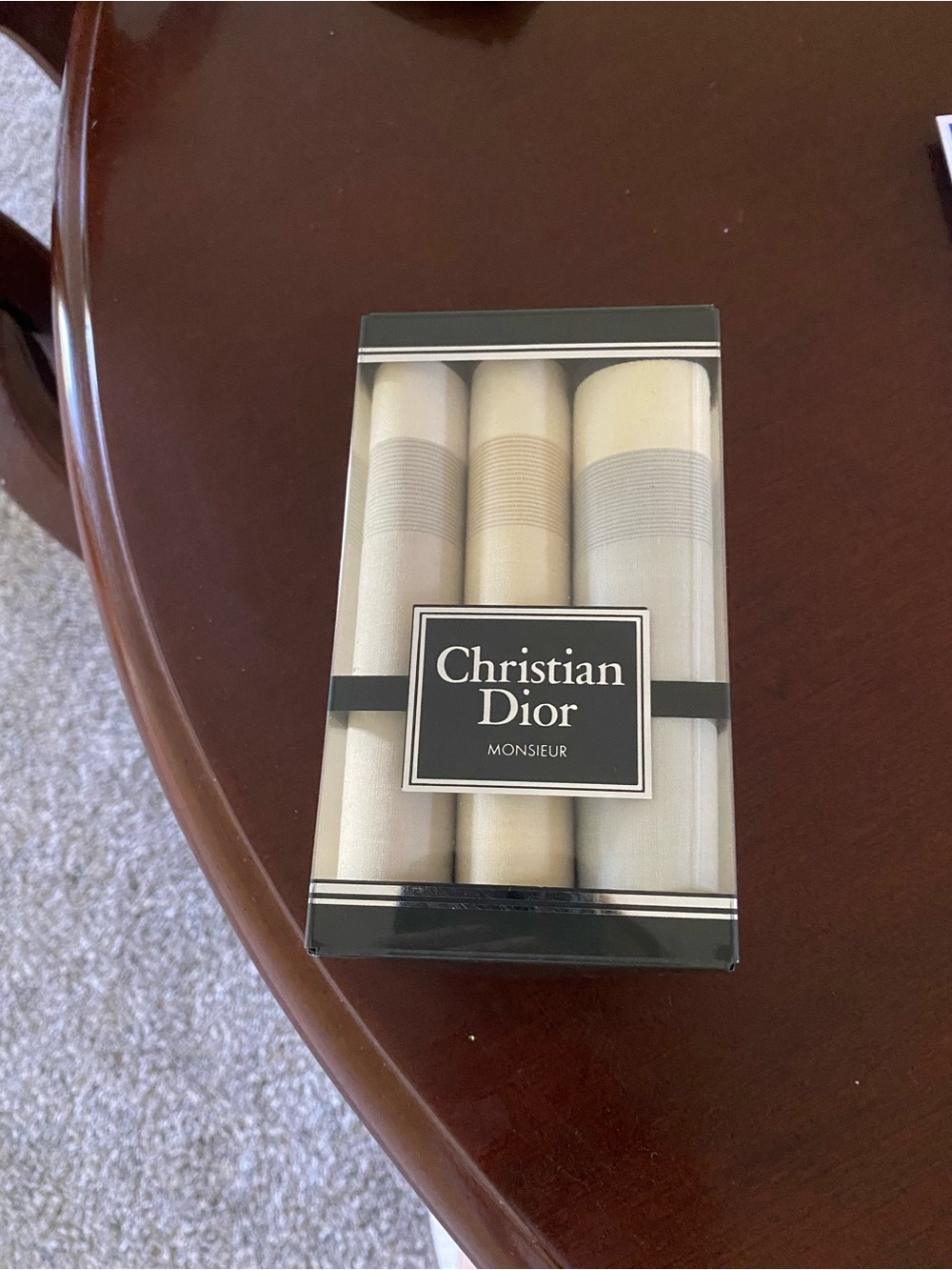 Dior Monsieur Cream and Off-White Hand Towel Handkerchief Trio